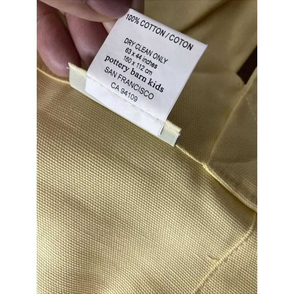 Pottery Barn Kids Yellow Tab Top Curtain Panel Cotton Unisex Kids Room 44 x 63